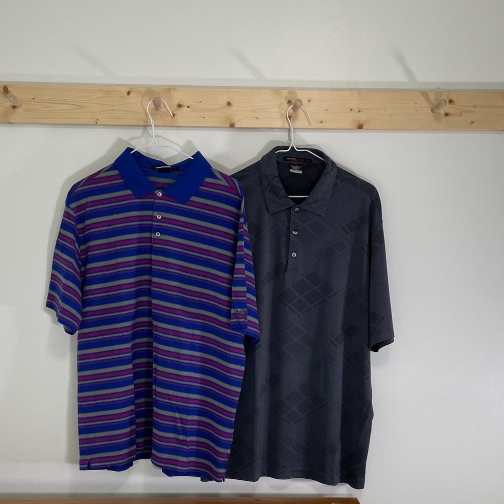 Nike Tiger Woods Collection Men's Striped Polo in Blue, Purple & Gray